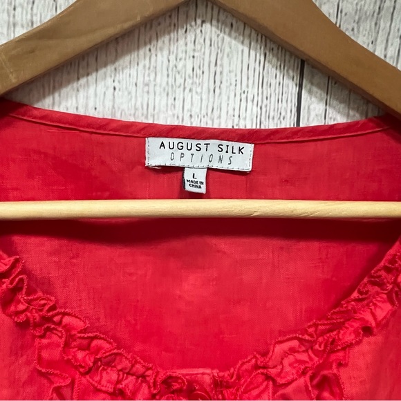 AUGUST SILK OPTIONS Linen top Size LARGE in CORAL - Picture 6 of 7